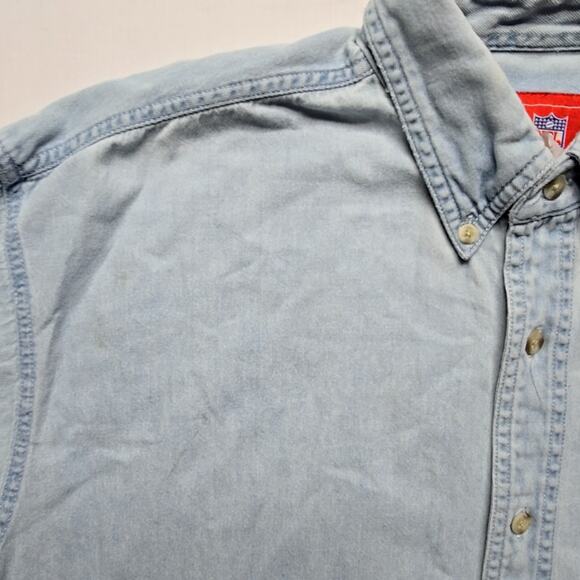 Vintage Texans Denim Shirt NFL Houston XL Light Wash Long Sleeve Button Up - Picture 5 of 10